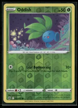 Oddish 001/159 Common Crown Zenith Pokemon Reverse Holo Near Mint - Image 1