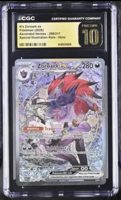 POKEMON ASCENDED HEROES SPECIAL ILLUSTRATION RARE N'S ZOROARK EX CGC 10 GEM MINT - Image 1
