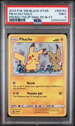 Pokemon Pikachu Team Up Blister Black Star Holo Promo SM162 PSA 9 GALAXY SWIRL - Image 1