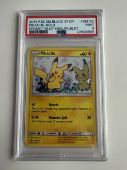 Pokemon Pikachu Team Up Blister Black Star Holo Promo SM162 PSA 9 GALAXY SWIRL - Image 4
