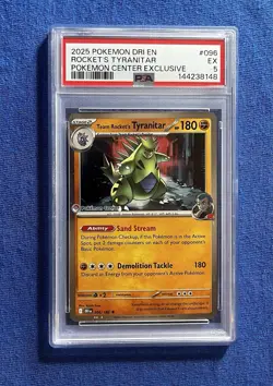 2025 Pokemon DRI EN Pokemon Center Exclusive #096 Rocket's Tyranitar PSA 5 EX - Image 1