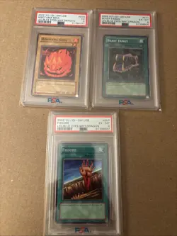 2002 YuGiOh Hinotama Beast Fangs Fissure LOB PSA 5/6 Lot Of 3 Blue Eyes - Image 1