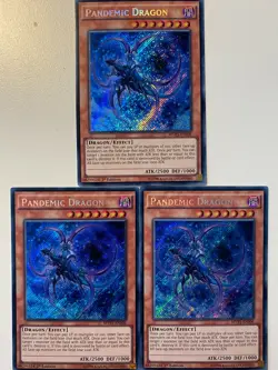 Yugioh Pandemic Dragon MVP1-ENS06 Secret Rare NM x3 Play Set - Image 1