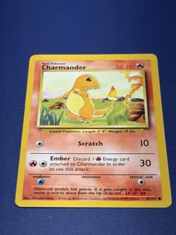 Pokemon TCG Charmander Card 46/102 Shadowless Base Set Near Mint NM Condition - Image 1