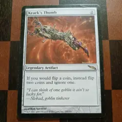Mtg Krark's Thumb HP/MP Mirrodin Regular Coin Flip Card Rare See Pics - Image 1