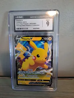 CGC 9 MINT Pikachu V SWSH061 HOLO Black Star PROMO Pokemon Card - Image 1