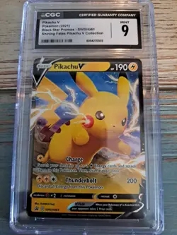 CGC 9 MINT Pikachu V SWSH061 HOLO Black Star PROMO Pokemon Card - Image 2