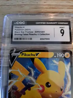CGC 9 MINT Pikachu V SWSH061 HOLO Black Star PROMO Pokemon Card - Image 3