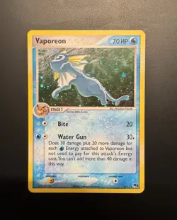 Pokemon TCG Vaporeon Holo Rare Card Pop Series Promos 3,6/17 With Swirl - Image 1