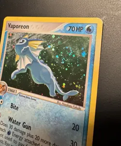 Pokemon TCG Vaporeon Holo Rare Card Pop Series Promos 3,6/17 With Swirl - Image 2