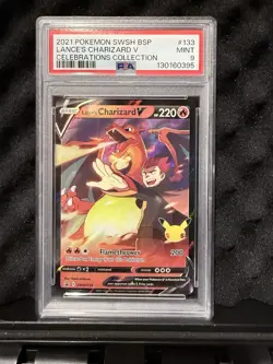 Pokemon TCG Lance's Charizard v SWSH133 Celebrations Black Star Promo Holo Card - Image 1