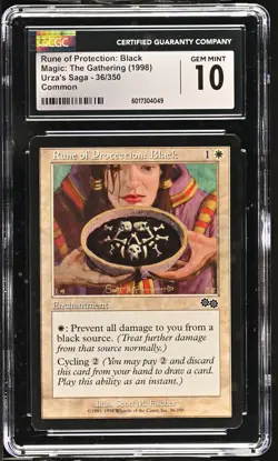 RUNE OF PROTECTION: BLACK Urza's Saga CGC 10 MTG [Nostalgium] - Image 1
