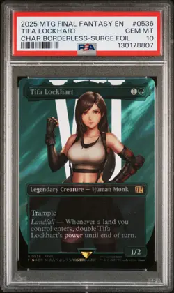 2025 MTG FINAL FANTASY CHARACTER BORDERLESS-SURGE FOIL TIFA LOCKHART PSA 10 - Image 1
