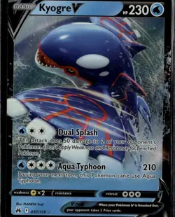 Kyogre V Ultra Rare Crown Zenith 037/159 Water Holofoil Pokemon Card - Image 1