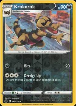 Pokemon - Krokorok #079/159 - Crown Zenith Reverse Holo - Image 1