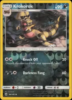 Pokemon - Krokorok #84/149 - SM Base Set Reverse Holo - Image 1