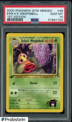 2000 Pokemon Gym Heroes 1st Edition #48 Erika's Weepinbell PSA 10 GEM MINT - Image 1