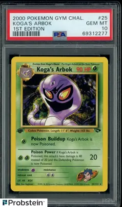 2000 Pokemon Gym Challenge 1st Edition #25 Koga's Arbok PSA 10 GEM MINT - Image 1