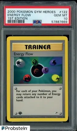 2000 Pokemon Gym Heroes 1st Edition #122 Energy Flow PSA 10 GEM MINT - Image 1