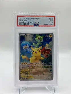 Pikachu Paldea Evolved ETB Promo Full Art Holo 2023 Pokemon SVP 027 PSA 9 MINT - Image 1