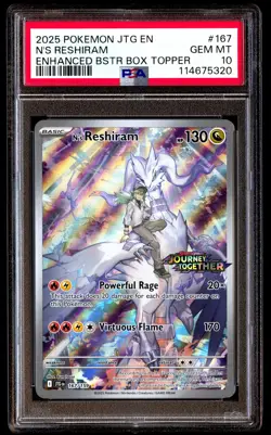 PSA 10 N's Reshiram 167 Pokemon Jtg En Journey Together 2025 Enhanced Topper - Image 1