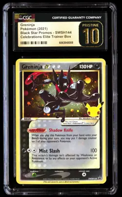 CGC 10 PRISTINE Greninja Gold Star SWSH144 Pokemon Black Star Promos 2021 - Image 1