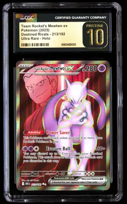 CGC 10 PRISTINE Team Rocket's Mewtwo EX 213/182 Pokemon Destined Rivals 2025 Eng - Image 1