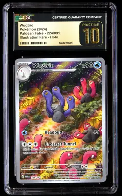 CGC 10 PRISTINE Wugtrio 224/091 Pokemon Paldean Fates 2024 English - Image 1