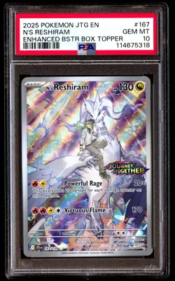 PSA 10 N's Reshiram 167 Pokemon Jtg En Journey Together 2025 Enhanced Topper - Image 1