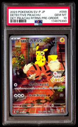 PSA 10 Detective Pikachu 098 Pokemon SV P Promo Japanese 2023 Det Rtrns Pre Orde - Image 1