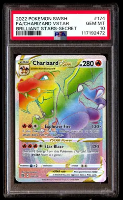 PSA 10 Charizard Vstar 174 Pokemon Sword & Shield Brilliant Stars 2022 Secret - Image 1