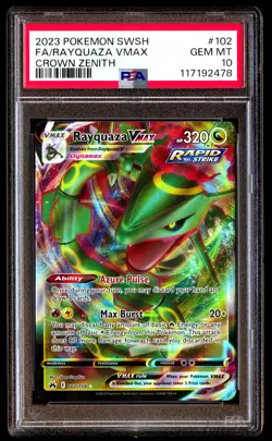 PSA 10 Rayquaza Vmax 102 Pokemon Sword And Shield Crown Zenith 2023 - Image 1