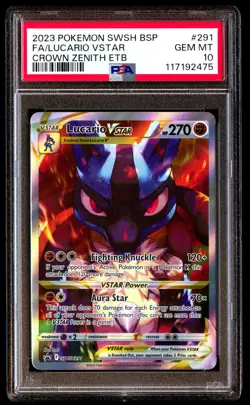 PSA 10 Lucario Vstar 291 Pokemon Swsh Black Star Promo 2023 Crown Zenith Etb - Image 1
