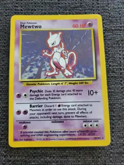Pokemon TCG Mewtwo Base Set 10/102 Holo Rare - Image 1