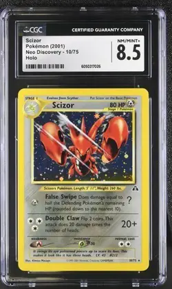 2001 POKEMON NEO DISCOVERY SCIZOR #10 HOLO-RARE CGC 8.5 NM/MINT+ - Image 1
