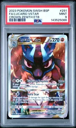Pokemon Crown Zenith Lucario VSTAR #291 ETB Promo PSA 9 - Image 1