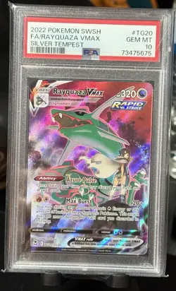 2022 POKEMON SWORD & SHIELD SILVER TEMPEST #TG20 FULL ART/RAYQUAZA VMAX PSA 10 - Image 1