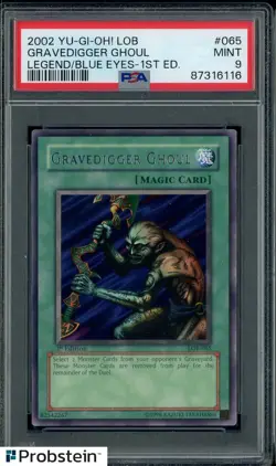 2002 Yu-Gi-OH! LOB Legend/Blue Eyes 1st Ed #065 Gravedigger Ghoul PSA 9 - Image 1