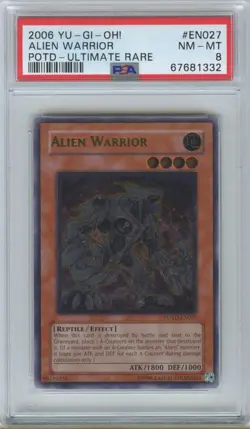 2006 Yu-Gi-Oh! Alien Warrior Ultimate Rare #POTD-EN027 PSA 8 NM-MT - Image 1