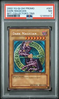 2002 YU-GI-OH! PROMO BPT-COLLECTOR'S TINS #001 DARK MAGICIAN PSA 7 - Image 1
