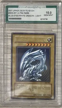 Yu-Gi-Oh! TCG Gem Mint 10 Blue Eyes White Dragon Ultra Rare Unlimited SDK-001 - Image 1