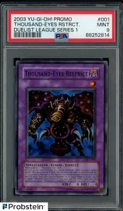 2003 Yu-Gi-Oh! Promo Duelist League Series 1 #001 Thousand-Eyes Restrict PSA 9 - Image 1