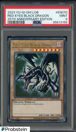 2023 Yu-Gi-Oh! LOB 25th Anniversary #EN070 Red-Eyes Black Dragon PSA 9 - Image 1