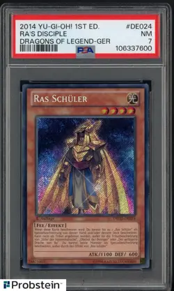 2014 YU-GI-OH! DRAGONS OF LEGEND #DE024 RA'S DISCIPLE PSA 7 NM - Image 1