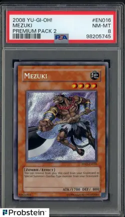 2008 YU-GI-OH! PREMIUM PACK 2 #EN016 MEZUKI PSA 8 NM-MT - Image 1
