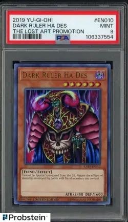 2019 YU-GI-OH! THE LOST ART PROMOTION #EN010 DARK RULER HA DES PSA 9 MINT - Image 1
