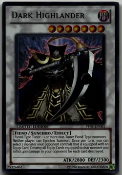Dark Highlander Ultra Rare Yu-Gi-Oh! 5D's Manga Promotional Cards YF01-EN001 LP - Image 1
