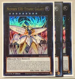 Yugioh! 3x Number S38: Titanic Galaxy BLMM-EN038 Ultra Rare 1st Ed NM - Image 1