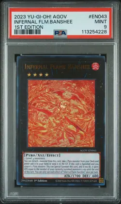 2023 YU-GI-OH! AGOV-AGE OF OVERLORD 1ST ED #EN043 INFERNAL FLAME BANSHEE PSA 9 - Image 1