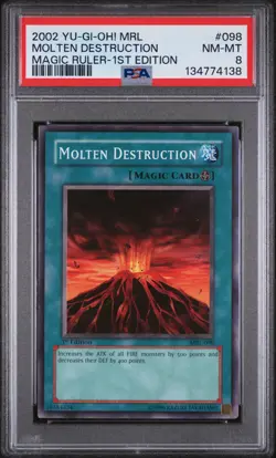 2002 YU-GI-OH! MRL-MAGIC RULER 1ST ED #098 MOLTEN DESTRUCTION PSA 8 - Image 1